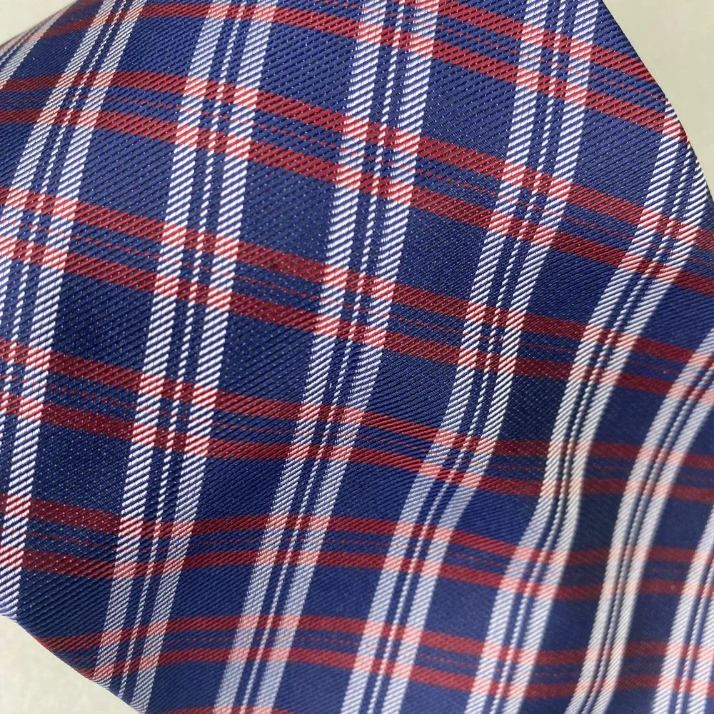 IZOD Plaid Necktie Mens Blue Red White Classic Preppy‎ Minimalist Academia 58x4
